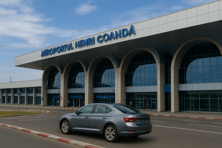 skoda octavia in fata aeroportului otopeni urmand a fi inchiriata