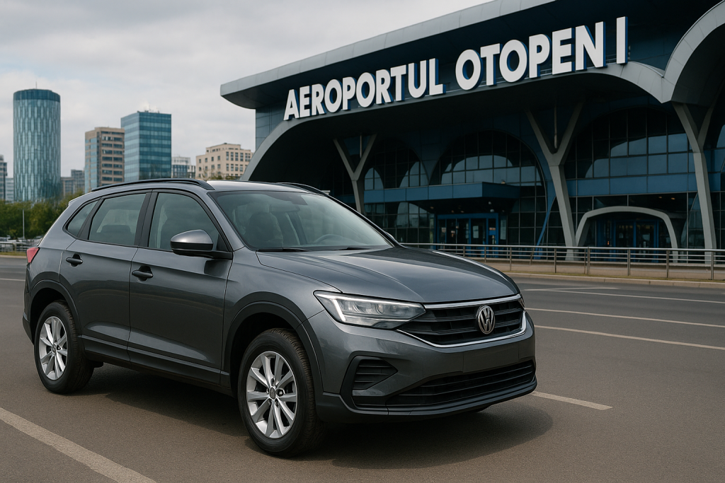 un vw tiguan in fata aeroportului otopeni de inchiriat pentru omanii din diaspora